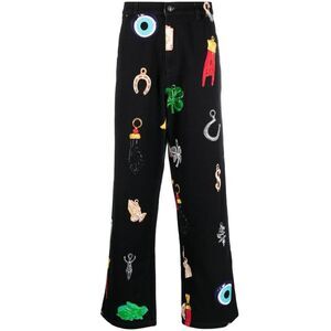 SKY HIGH FARM Graphic Print Wide Leg Pants Men BLACK